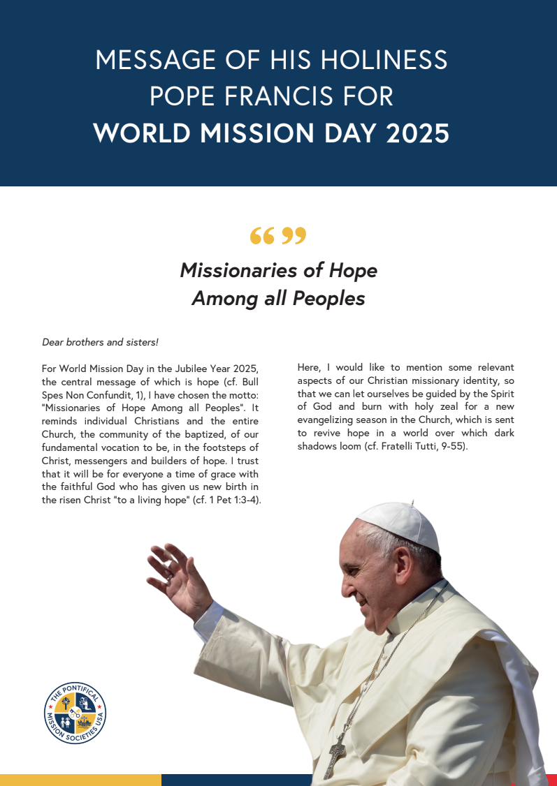 MESSAGE OF HIS HOLINESS POPE FRANCIS FOR WORLD MISSION DAY 2025