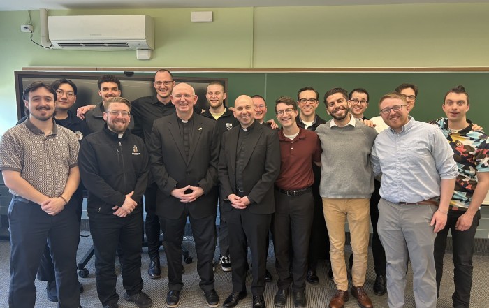 Father Anthony D. Andreassi, C.O. with a group of seminarians and faculty of the St. Mary's Seminary in Cleveland.